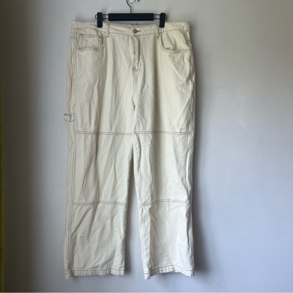 Princess Polly Copeland Off White Relaxed Fit Straight Leg Jeans 14